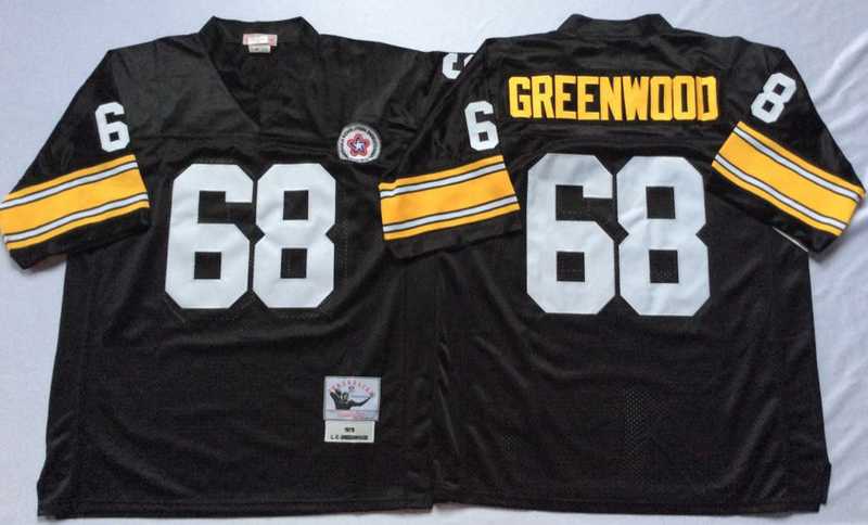 Steelers 68 L. C. Greenwood Black M&N Throwback Jersey->nfl m&n throwback->NFL Jersey